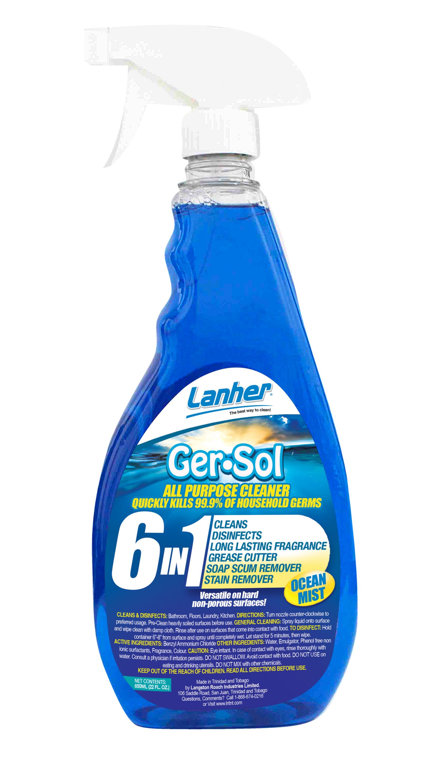 Lanher Gersol 6 in 1 All Purpose Cleaner – Langston Roach Industries Limited